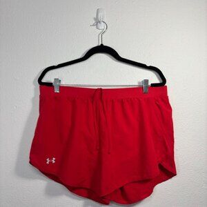Under Armour Women's XL Red Running Shorts - Unlined - 3” Inseam - Mesh Sides